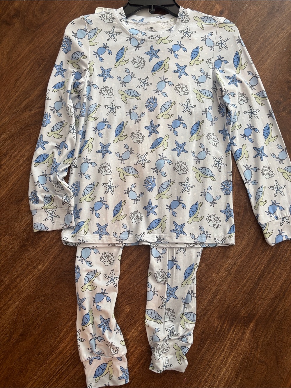 Kids Bamboo Long-Sleeve Sea Life Pajama Set - Blue & Light Green